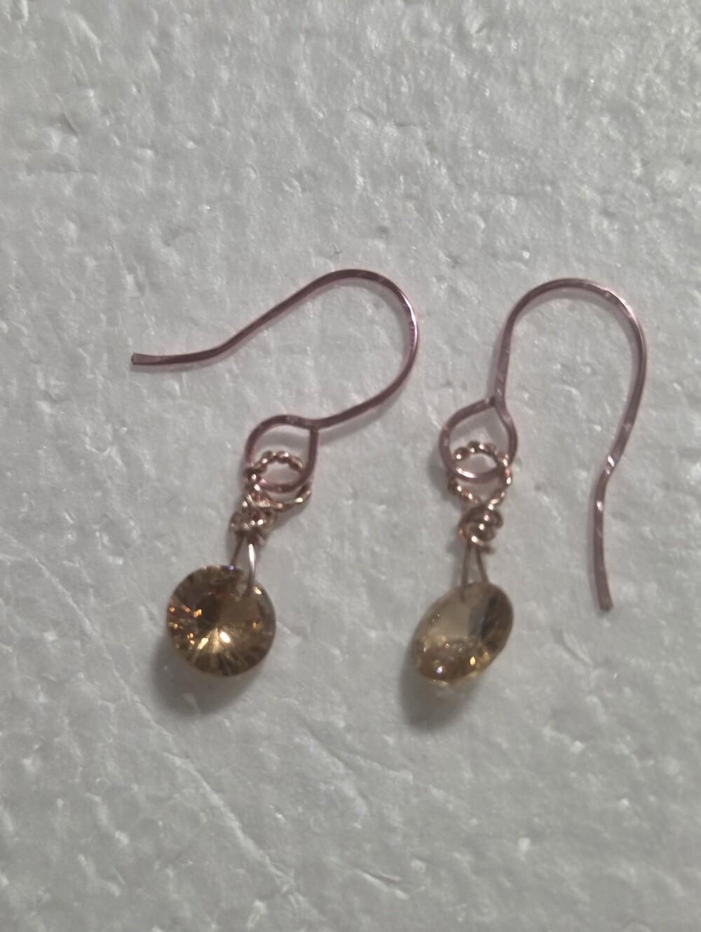 Handcrafted Rose Gold and Champagne Crystal Drop Earrings - Women Jewelry